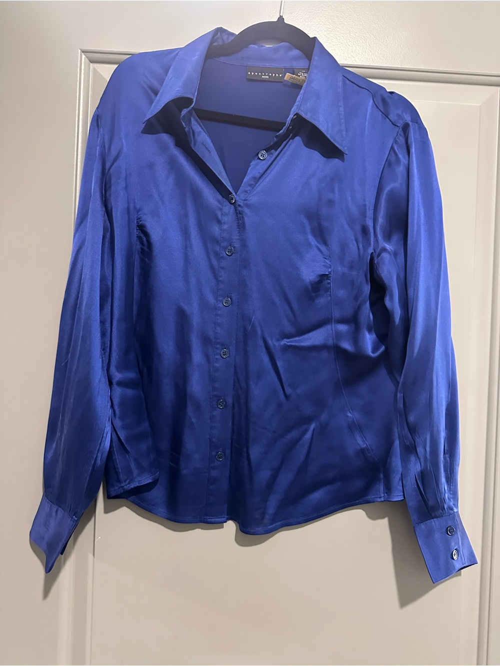 Apostrophe Royal Blue Silk Button-Up Blouse